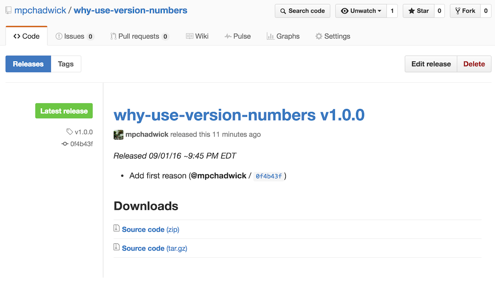Example of how to use GitHub release notes