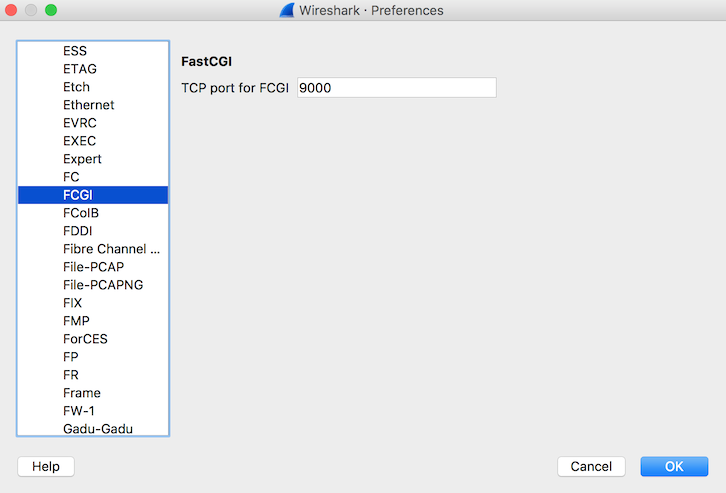 Wireshark's Enabled Protocols menu